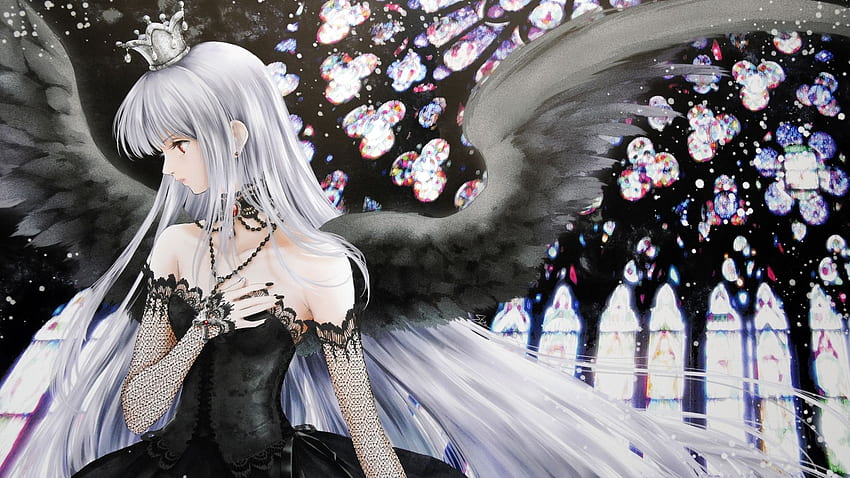 Anime Angels - Beautiful Anime Dark Angel - & Background HD wallpaper