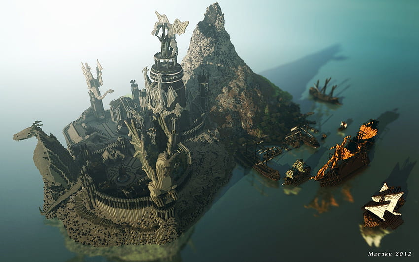 castillos, arte de fantasía, Minecraft, Game of Thrones, renders 3D, Canción de hielo y fuego, 3D fondo de pantalla
