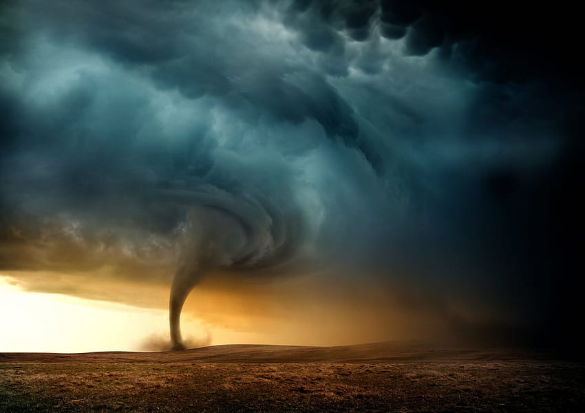 tornado, twister, field, cloud HD wallpaper