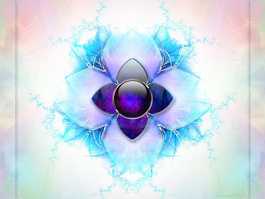 Petals, blue, fractal HD wallpaper