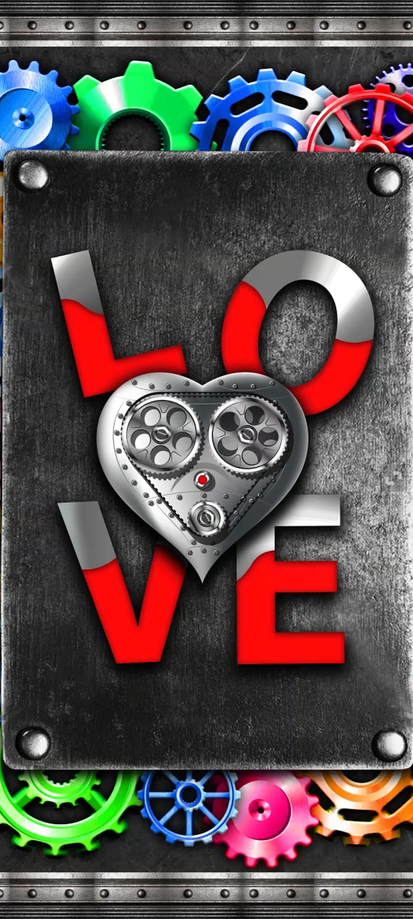 Metal i czerwień Miłość, Serce, symbol, Mechaniczny, Pastel, Premium Tapeta na telefon HD