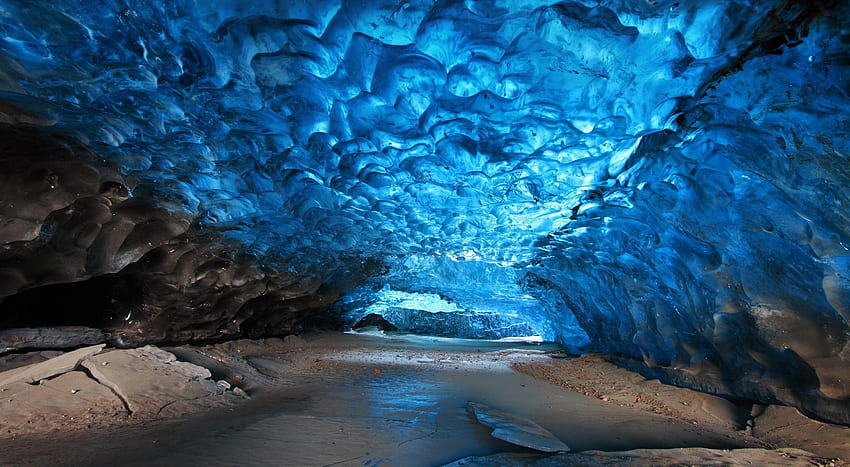 水、氷、青、風景、自然、洞窟、寒さ、茶色、アイスランド 高画質の壁紙