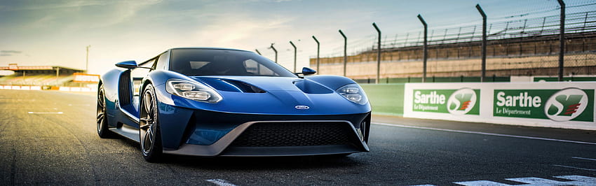 Ford GT II Blue Supercar Front View IPhone 8 7 6 6S Plus, Ford 3840X1200 HD wallpaper