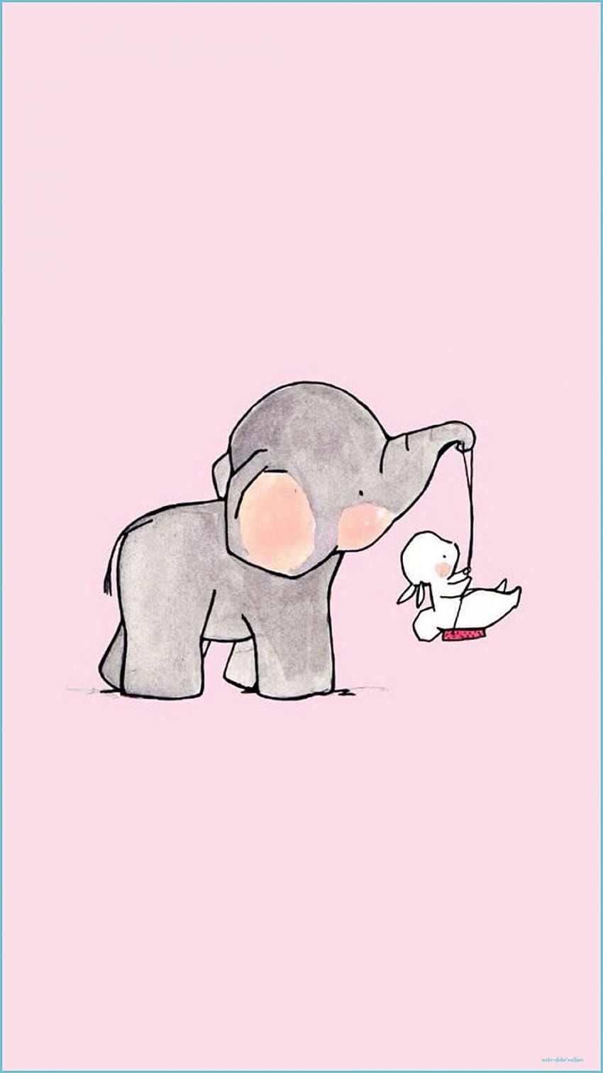 Dessin animé bébé éléphant - Top dessin animé bébé éléphant - Éléphant de bande dessinée, éléphant minimaliste Fond d'écran de téléphone HD