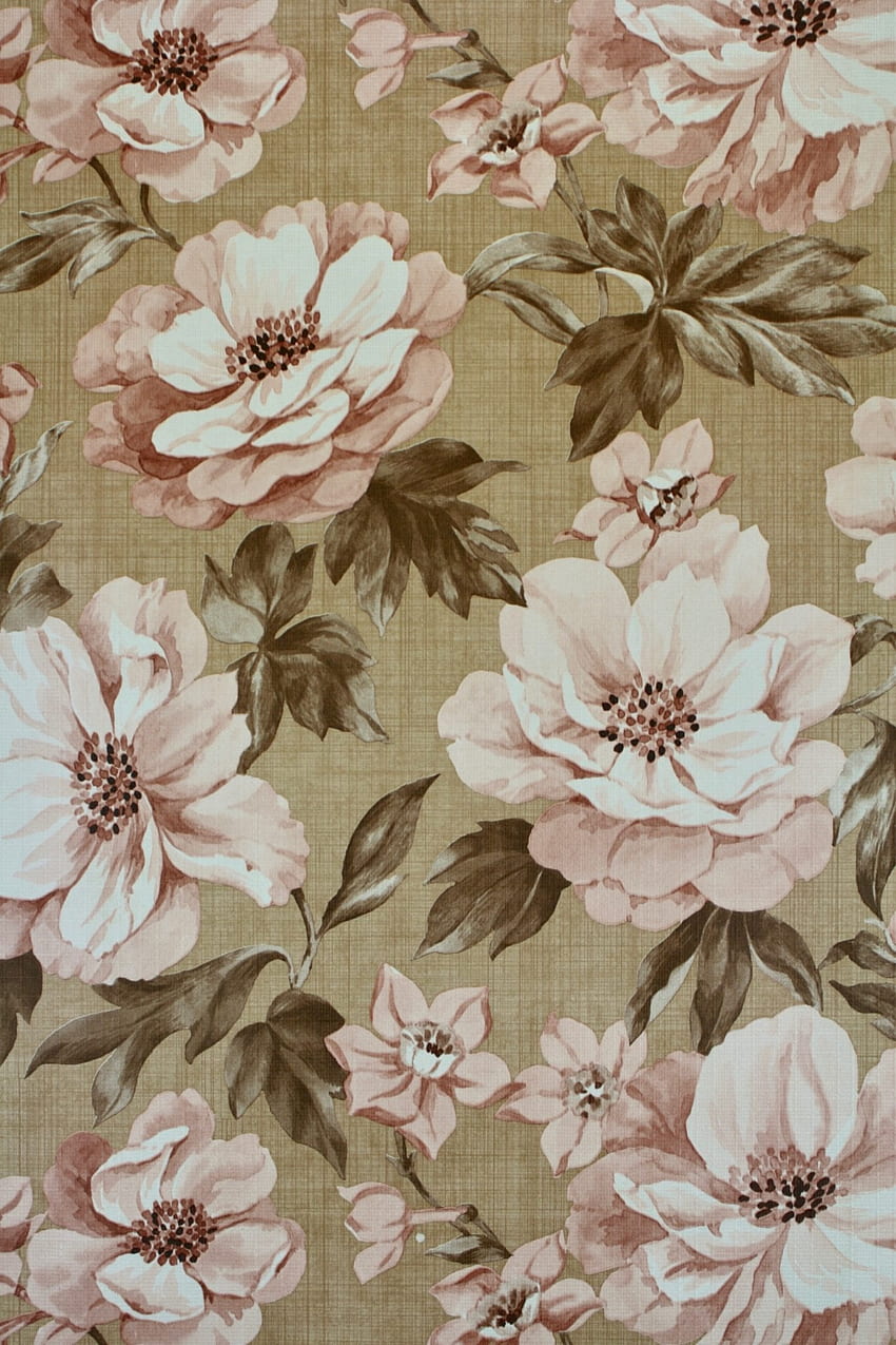 Retro Brown Floral 1. Floral , vintage, Vintage floral HD phone wallpaper