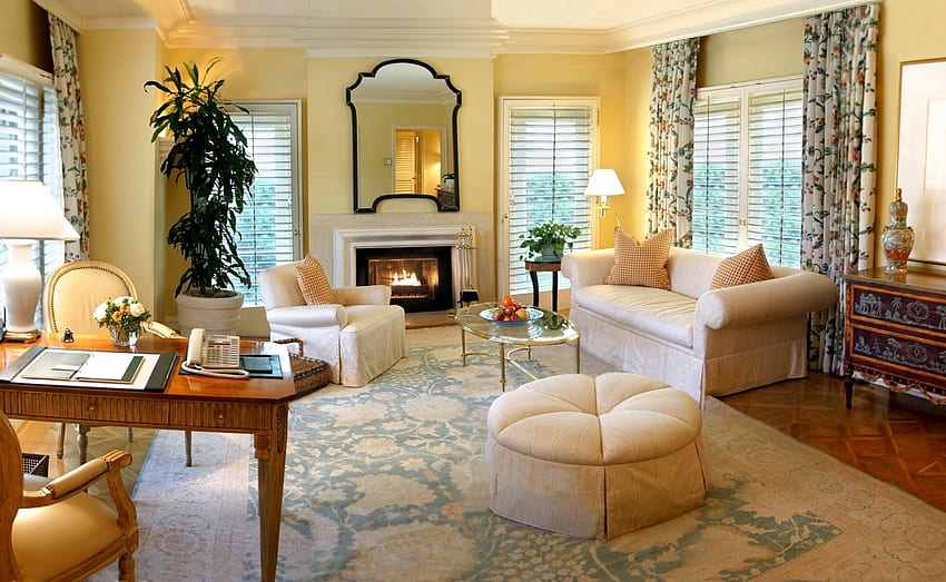 Interior, , , Room, Furniture, Coziness, Comfort, Living Room, Fireplace, Bright Room, Light Room HD wallpaper