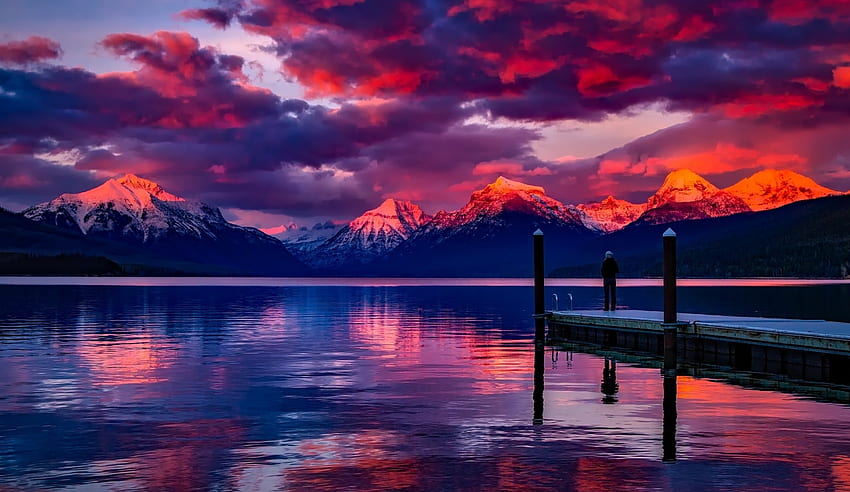 Danau Mcdonald, Montana, Danau, Alam, Montana, Langit Wallpaper HD