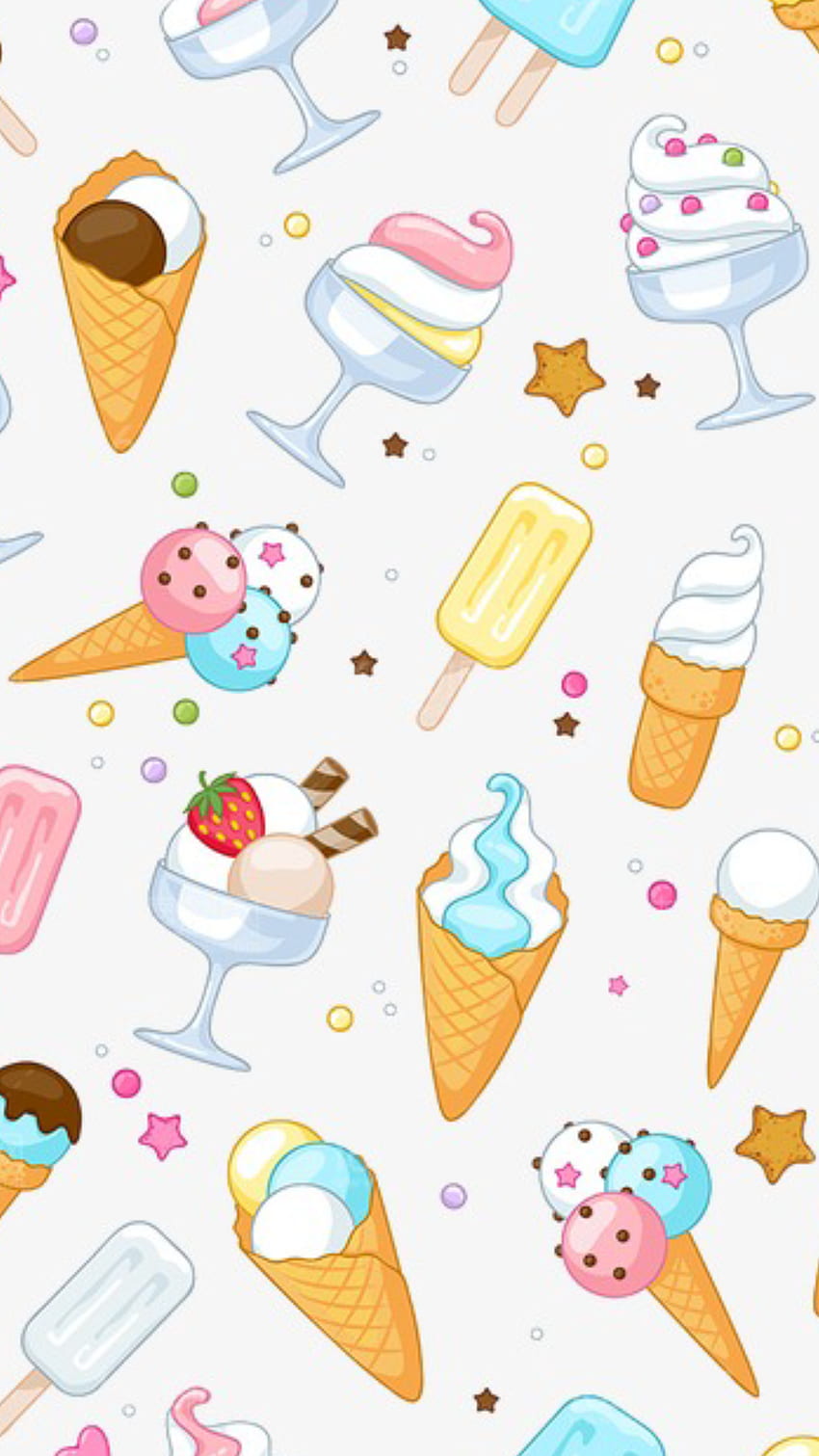 私はアイスクリームが大好きだ。 そしてあなたについて？。 かわいい漫画、夏、漫画、アイス クリーム パターン HD電話の壁紙