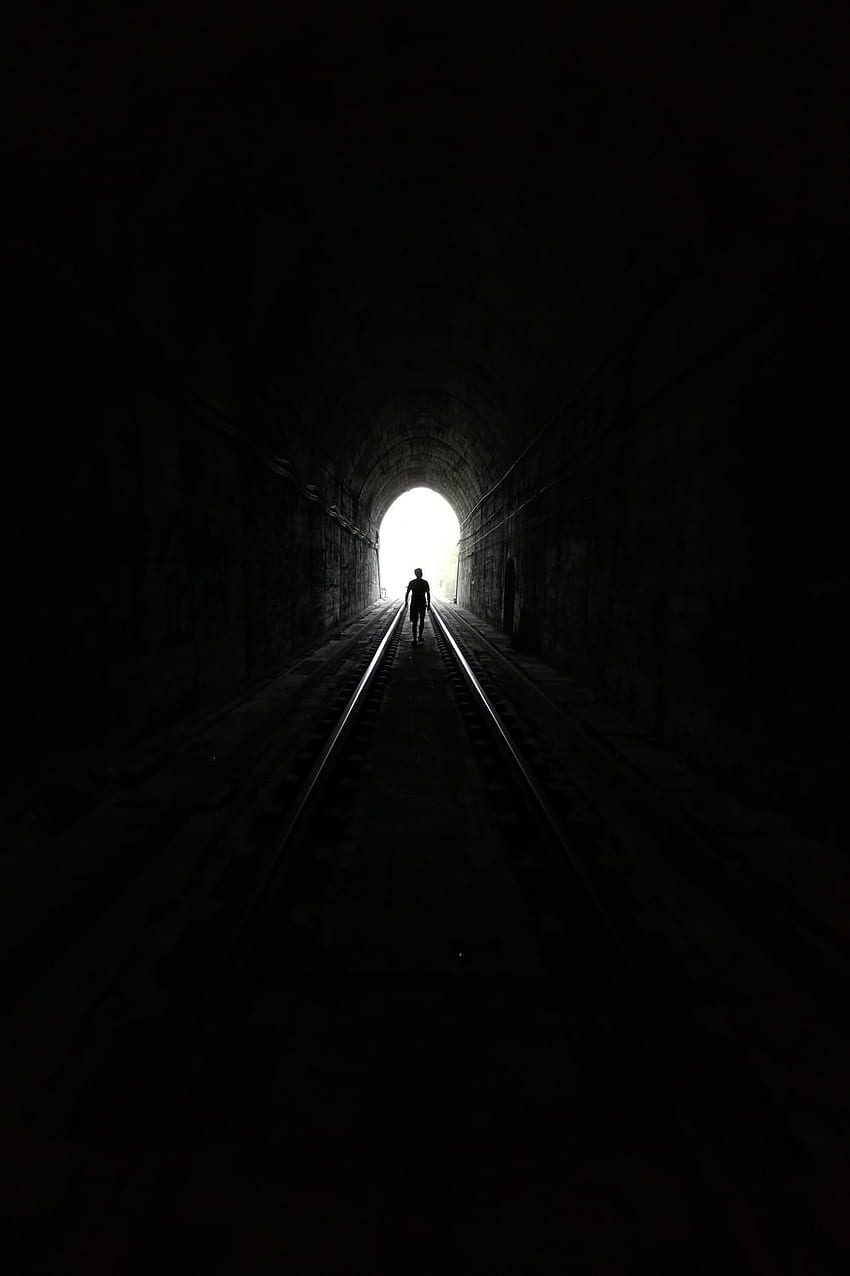 grayscale of tunnel with light – Beijing , Dark Tunnel HD phone wallpaper