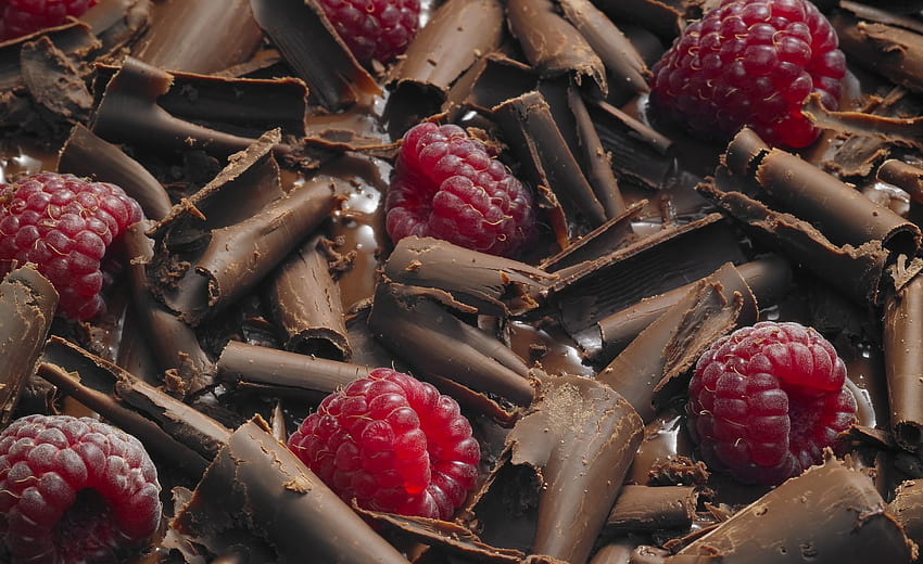 Шоколад и малини (за Talana), сладки, шоколад, , , цветове, малини, кафяво, , плодове, пустиня, стена, графика HD тапет