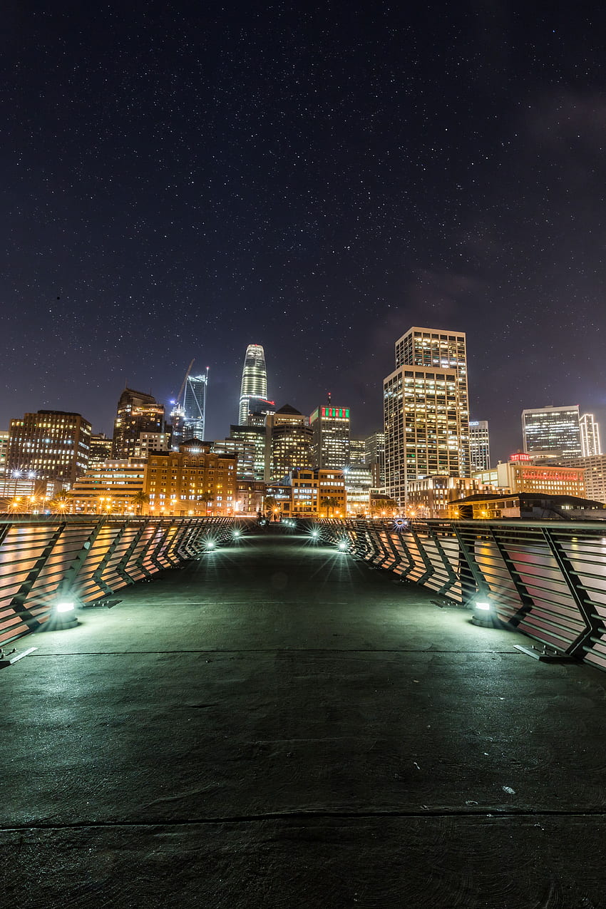 Ciudades, Noche, Estados Unidos, Edificio, Puente, Estados Unidos, San Francisco fondo de pantalla del teléfono