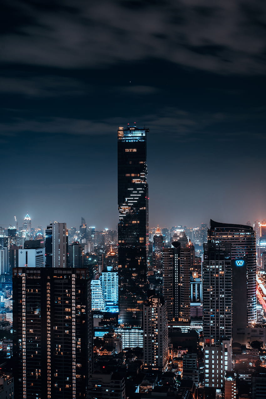 ciudades, arquitectura, edificio, vista desde arriba, ciudad de noche, megalópolis, megapolis fondo de pantalla del teléfono