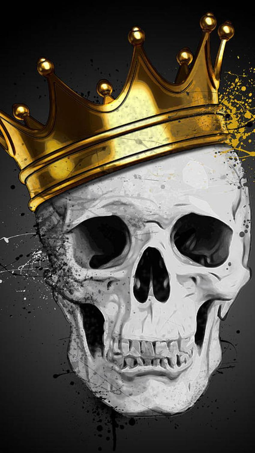 Skull with Crown, Golden Skull HD phone wallpaper