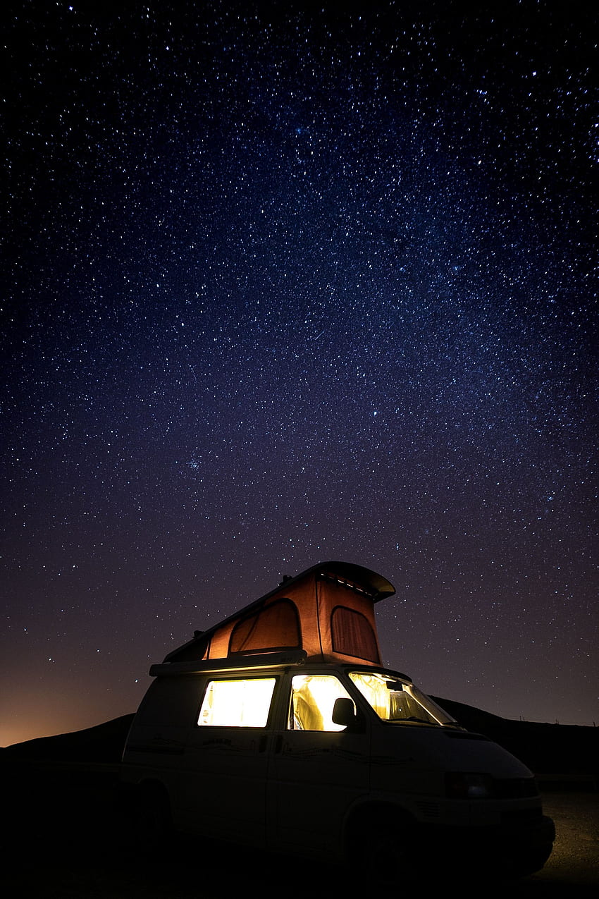 Dark, Car, Starry Sky, Journey, Camping, Campsite HD phone wallpaper