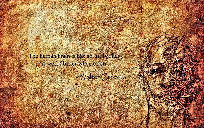 quotes, brain, mind, open, Walter Gropius, Human Brain HD wallpaper