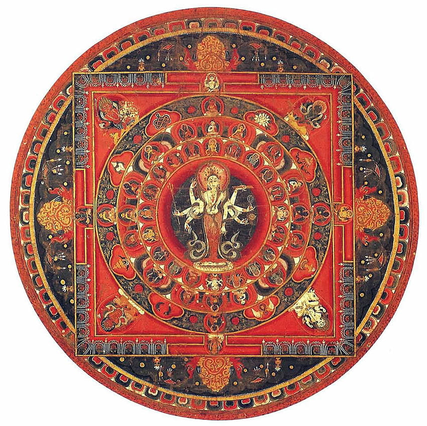 Avalokiteshvara In Nepalese Mandala, Buddhist Mandala HD wallpaper