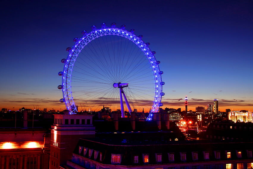 The London Blue Eye กลางคืน สีฟ้า เย็น ลอนดอน น่าทึ่ง ทันสมัย ​​สวยงาม ดี วอลล์เปเปอร์ HD