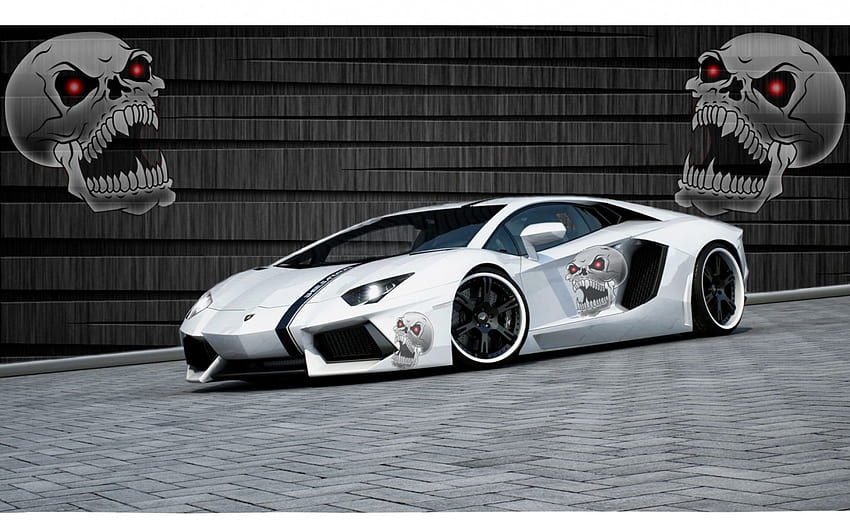 süßes Lambo, Wände, Schwarz und Weiß, Autos, Augen, Gesichter, Lamborghini, Totenköpfe HD-Hintergrundbild