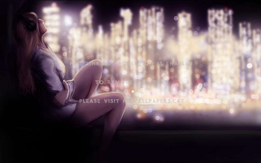 Crying Girl Sad City Anime ไฟกลางคืน - อะนิเมะ Sadness Alone Girl วอลล์เปเปอร์ HD