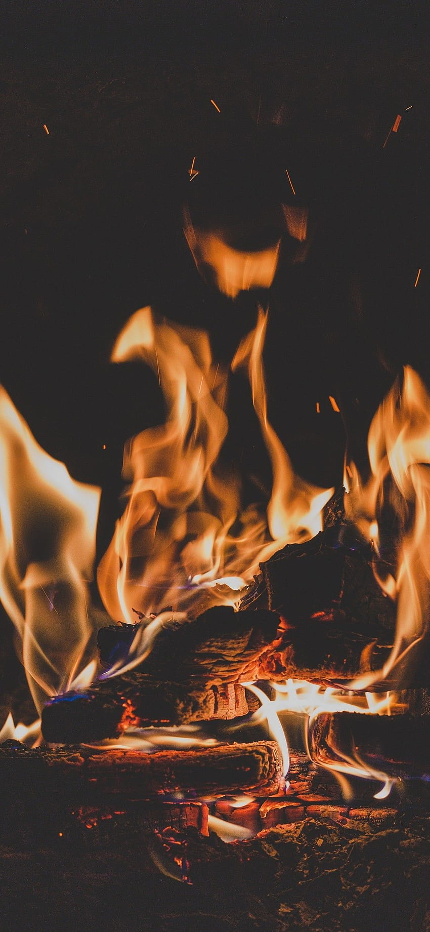 Flames, Bonfire, Close Up, Coal, Particles HD phone wallpaper | Pxfuel