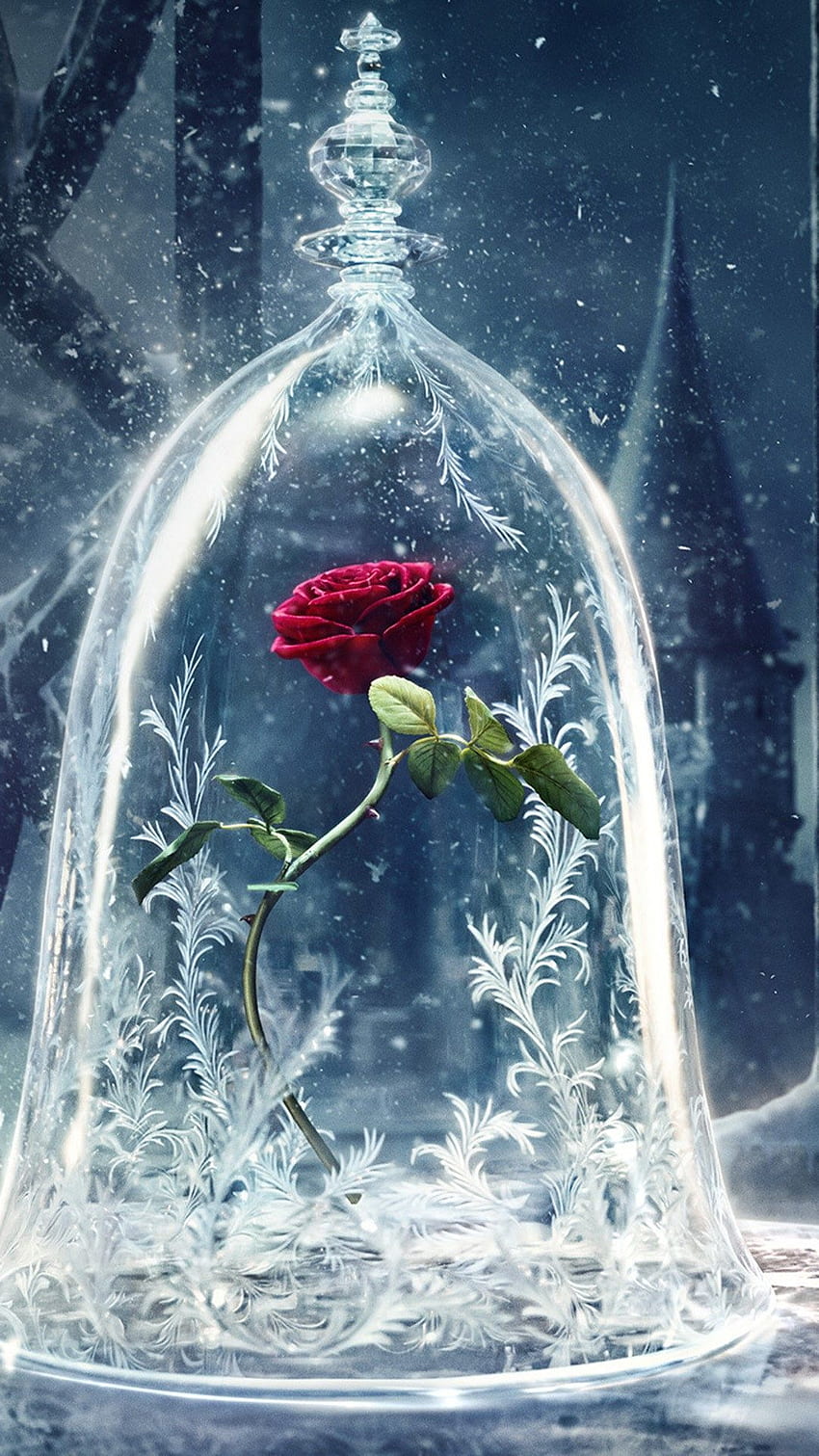 Beauty and the Beast Castle Icy Bell Rose Snowflake HD phone wallpaper