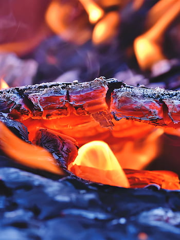 Flame Wood Fireplace Fire Embers 4k Wallpaper | TOPpng