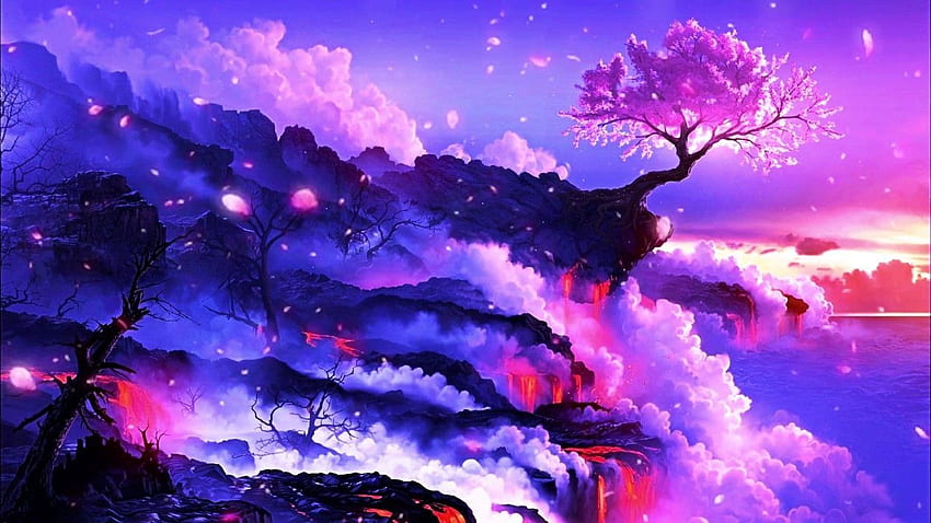 アニメ桜の木の背景 高画質の壁紙