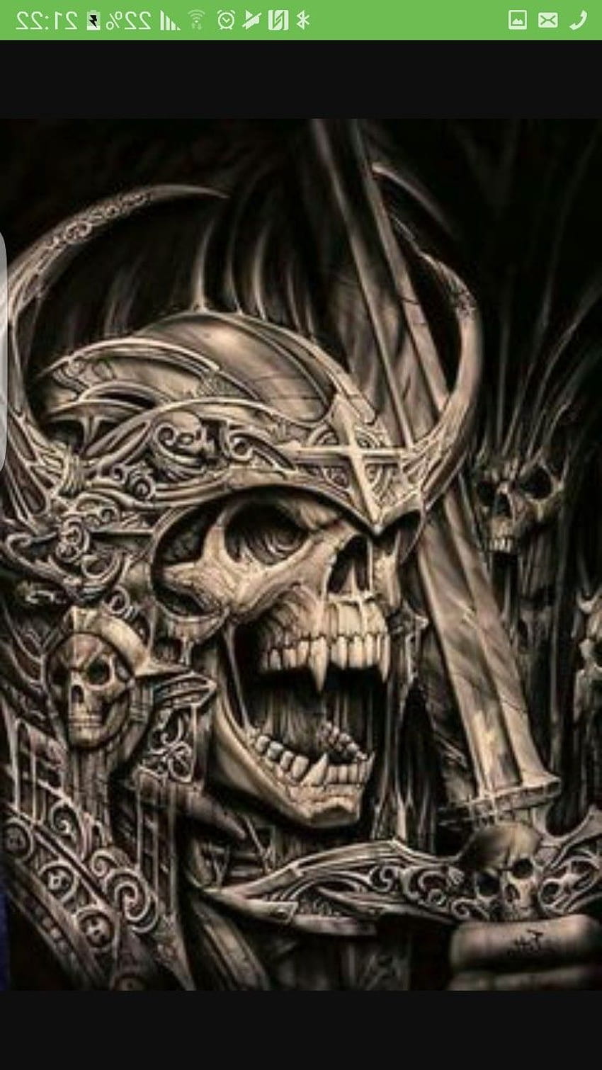 Татуировка на череп на викингски войн. Череп с аерограф, шаблон за череп, изкуство с череп HD тапет за телефон