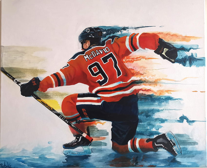 Connor McDavid painting by me! : hockey HD wallpaper