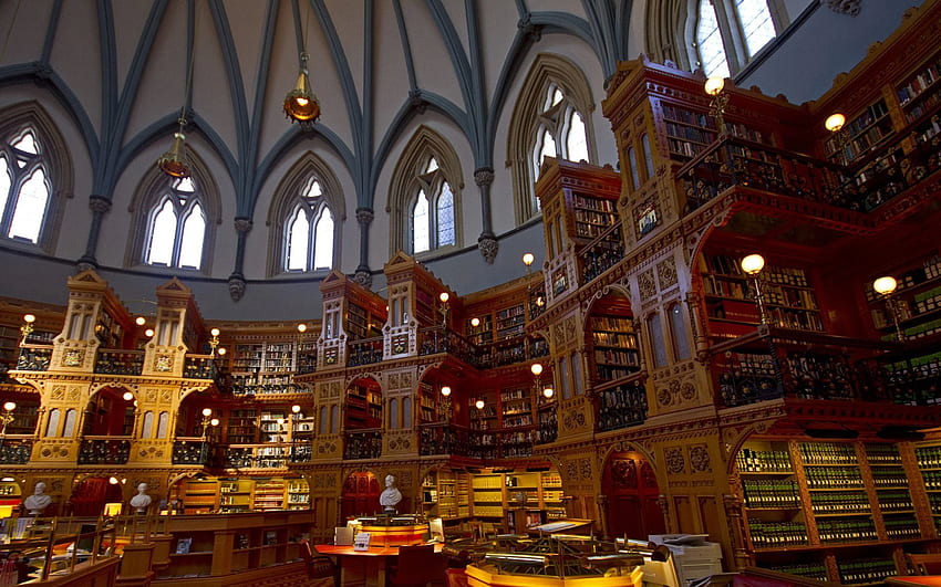 중앙 열람실, 국회 도서관, 오타와, 온타리오, 캐나다. 도서관. 아름다운 도서관, 도서관, 오래된 도서관, 멋진 도서관 HD 월페이퍼
