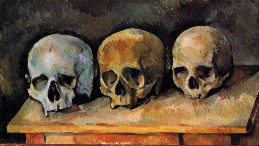 The Three Skulls by Paul Cezanne (1900) HD wallpaper