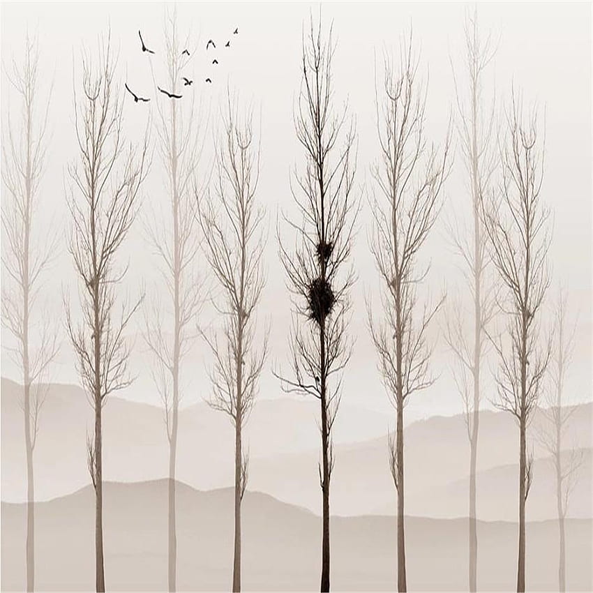 Beautiful Scenery Simple Hand Painted Artistic Conception Dry Tree Flying Bird Background Wall Decorative Painting 3D A From 20151688, $5.9 HD phone wallpaper