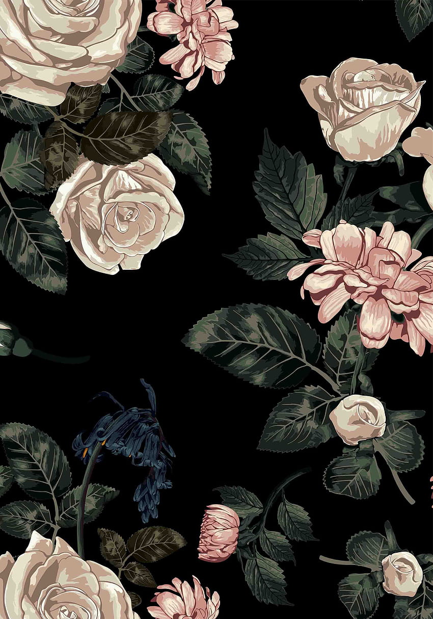Black Floral - , Black Floral Background on Bat, Printable Floral HD phone wallpaper