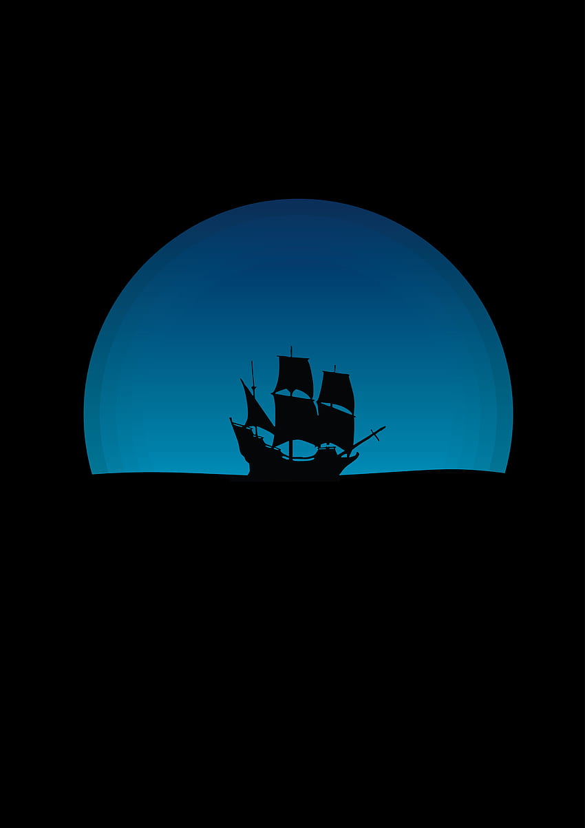 Art, Vector, Dark, Silhouette, Ship HD phone wallpaper