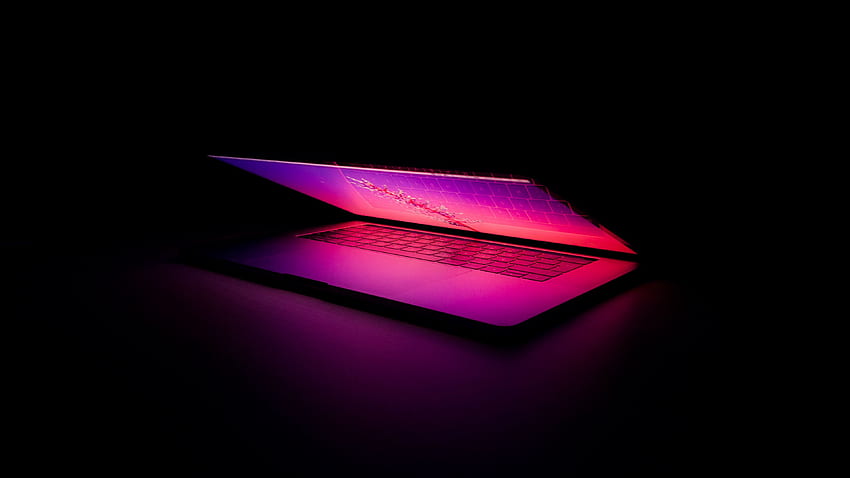 laptop, keyboard, glow, dark u 16:9 background, 3840x2160 Dark HD wallpaper