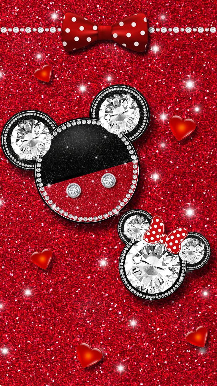 Diamond Glitter Micky Theme für Android, süßer Minnie Mouse Glitter HD-Handy-Hintergrundbild