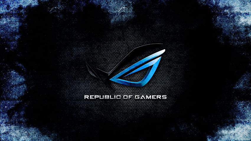 Logo Asus ROG blu grunge ad alta risoluzione a grandezza naturale, logo Asus Gaming Sfondo HD