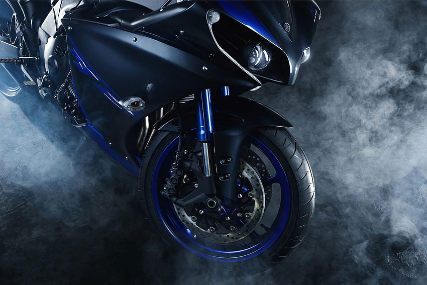 Черен и син спортен мотоциклет, мотоциклет, мотоциклет, Yamaha YZF R1 • For You For & Mobile, Blue Bicycle HD тапет