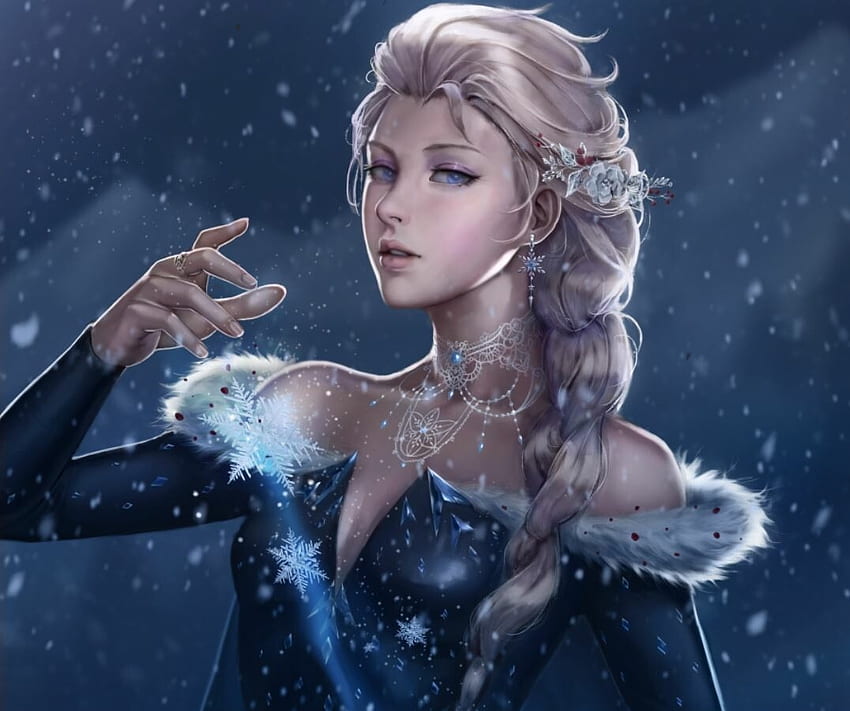 Elsa Winter Blue Nibelart Frozen Fantasy Iarna Nibel Art Girl Hd Wallpaper Pxfuel 9886