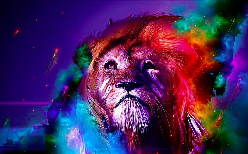 Magical Fox Resolution in 2020. Abstract lion, Lion , Colorful lion HD wallpaper