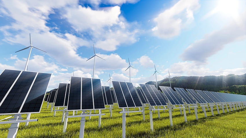 Energia odnawialna - energia słoneczna, farma fotowoltaiczna Tapeta HD