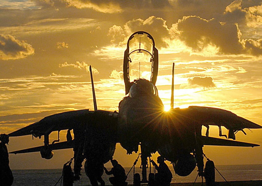 F-14 Tomcat Silhouette, военни, крило, тихоокеански, самолет, огнева мощ HD тапет