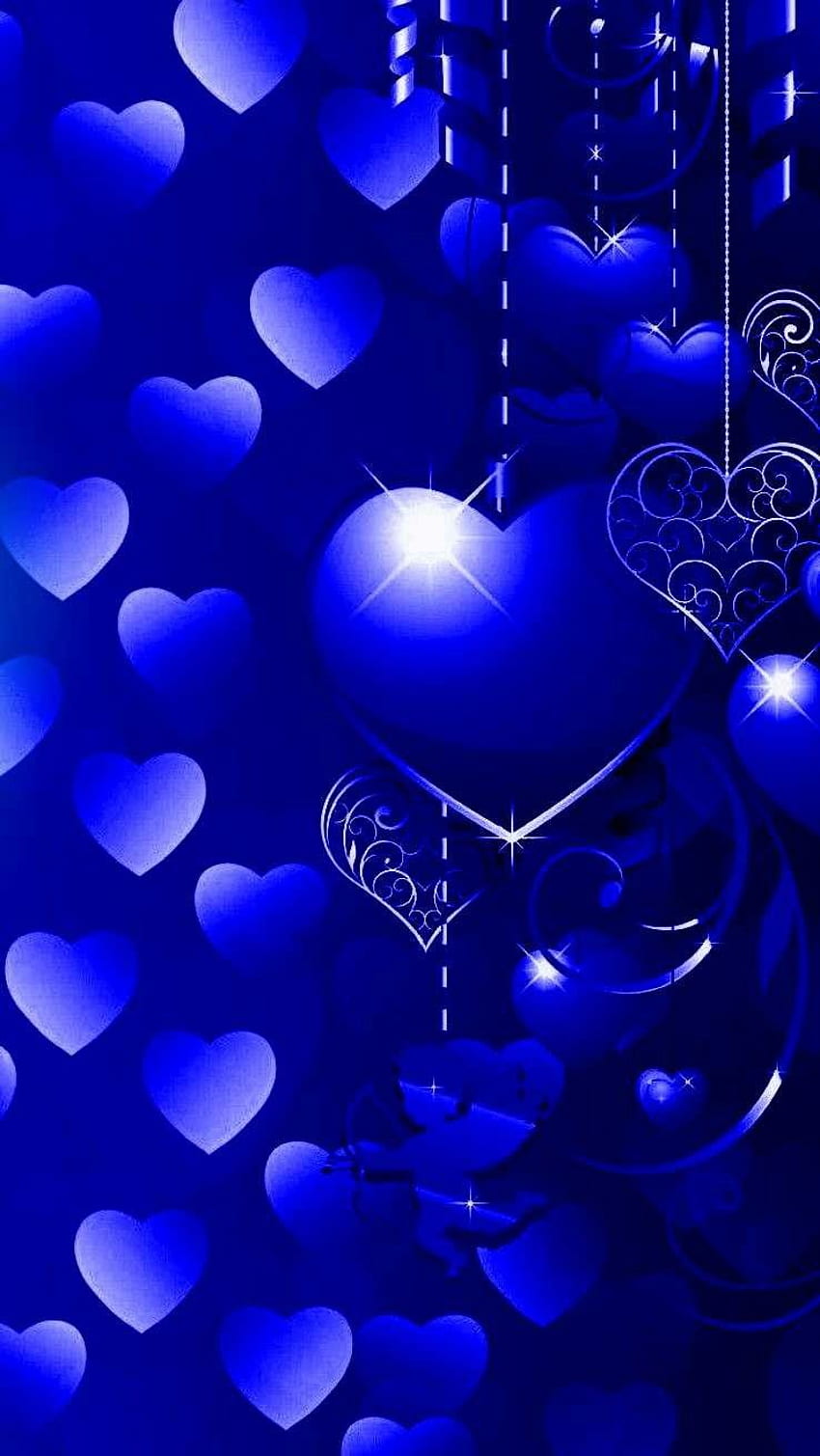 . By Artist Unknown. Heart , Love , Blue, Blue and Purple Hearts HD phone wallpaper