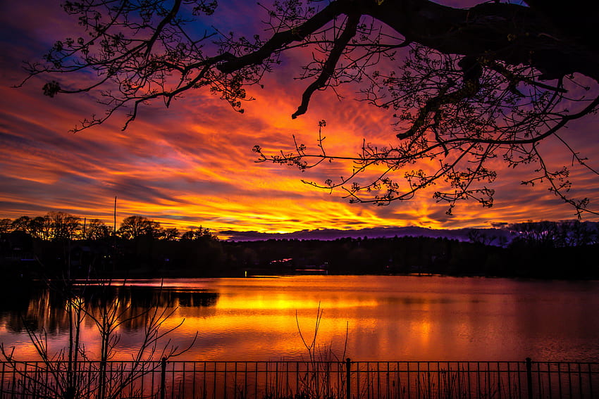 Nature, Sunset, Twilight, Lake, Dark, Dusk HD wallpaper