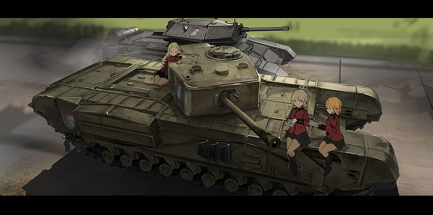 Niñas y Panzer. animado militar fondo de pantalla