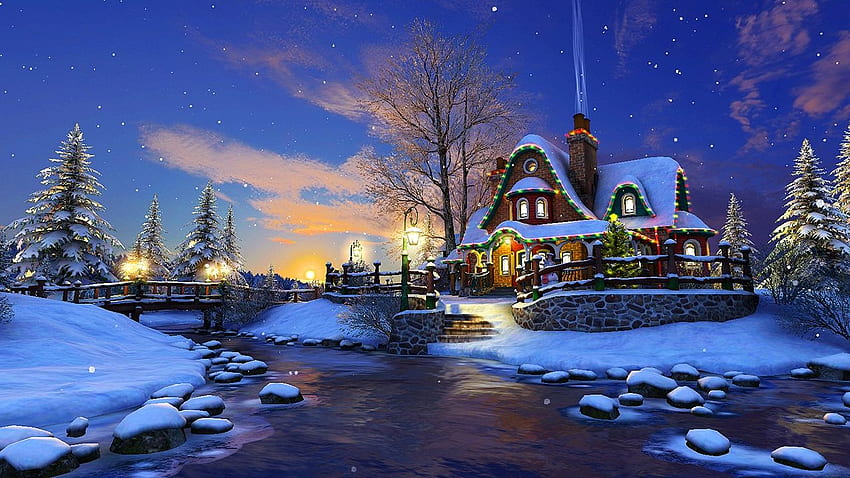 วันหยุดและ. พระเยซูคริสต์มาส, คริสต์มาสสด, คริสต์มาส, ฉากหมู่บ้านคริสต์มาส วอลล์เปเปอร์ HD