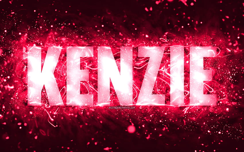 Happy Birtay Kenzie、ピンクのネオンライト、Kenzie の名前、クリエイティブ、Kenzie Happy Birtay、Kenzie Birtay、人気のあるアメリカの女性の名前、Kenzie の名前、Kenzie 高画質の壁紙