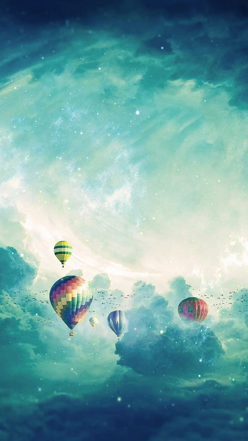 Hot Air Balloons In Dreamy Cloud Sky Pure HD phone wallpaper