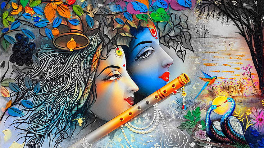 Beautiful Painting Art Of Krishna Krishna . HD wallpaper