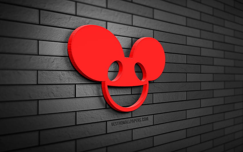 Logo 3D Deadmau5, , Joel Thomas Zimmerman, brickwall gris, créatif, marques, logo Deadmau5, DJ canadiens, art 3D, Deadmau5 Fond d'écran HD